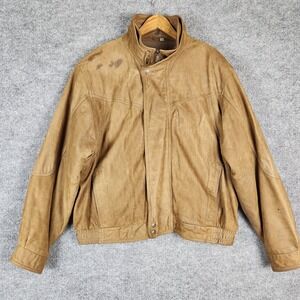 Vintage Roundtree & Yorke Bomber Jacket Mens Leather Tan Brown Large